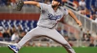 Los Angeles Dodgers pitcher Clayton Kershaw against the Miami Marlins