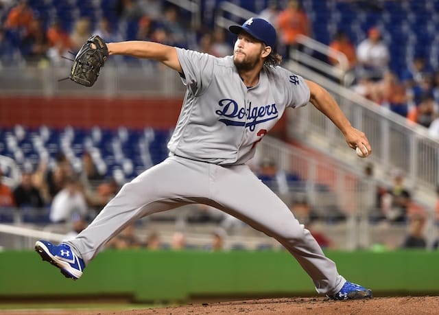 Los Angeles Dodgers pitcher Clayton Kershaw against the Miami Marlins