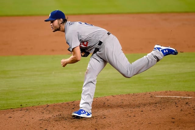 Los Angeles Dodgers pitcher Clayton Kershaw in a start against the Miami Marlins