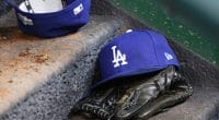 Dodgers cap, glove