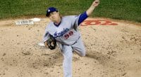 Los Angeles Dodgers pitcher Hyun-Jin Ryu during a start against the Washington Nationals