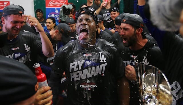 2017 NLCS Video: Dodgers Celebrate Clinching NL Pennant, Reaching World ...