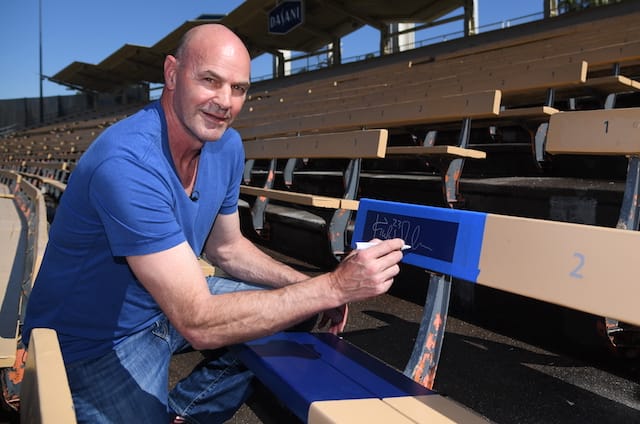 Kirk Gibson Throws Out First Pitch At Dodgers Opening Day (VIDEO)
