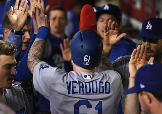 Alex Verdugo of the Los Angeles Dodgers in the dugout before the game  News Photo - Getty Images