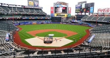 General view of batting practice at Citi Field