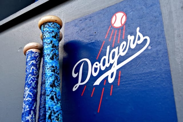 Dodgers logo, bats