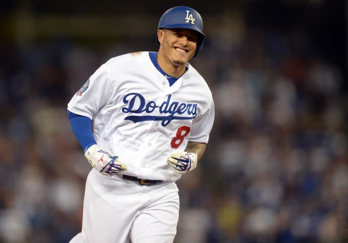 SoleCollector - New Los Angeles Dodgers shortstop Manny Machado wearing  blue Jordan 4 cleats.