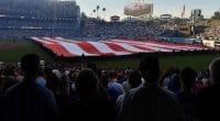 American flag, Dodger Stadium view, 2018 World Series