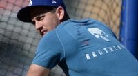 Austin Barnes, Dodgers batting practice, 2018 NLCS