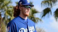 Los Angeles Dodgers pitcher Dustin May during Spring Training at Camelback Ranch