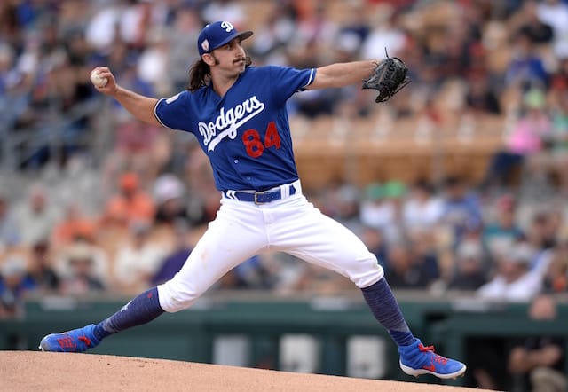 Los Angeles Dodgers pitcher Tony Gonsolin during a Spring Training game at Camelback Ranch