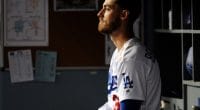 Los Angeles Dodgers All-Star Cody Bellinger in the dugout at Dodger Stadium