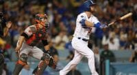 Los Angeles Dodgers All-Star Cody Bellinger hits a grand slam off San Francisco Giants starting pitcher Madison Bumgarner