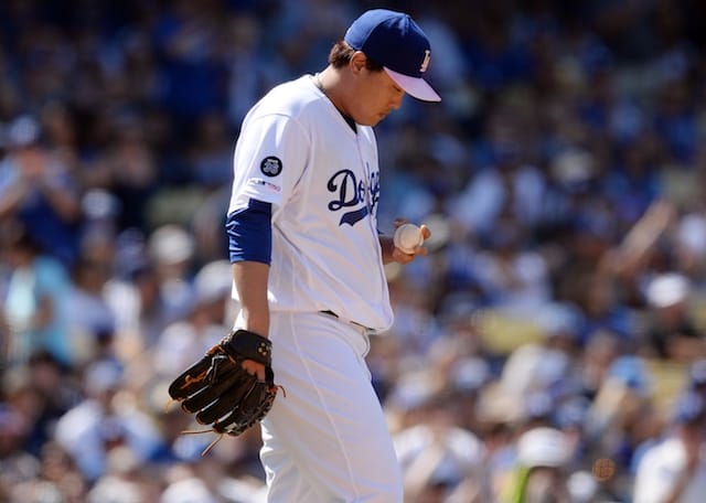 Los Angeles Dodgers pitcher Hyun-Jin Ryu in a start against the Washington Nationals