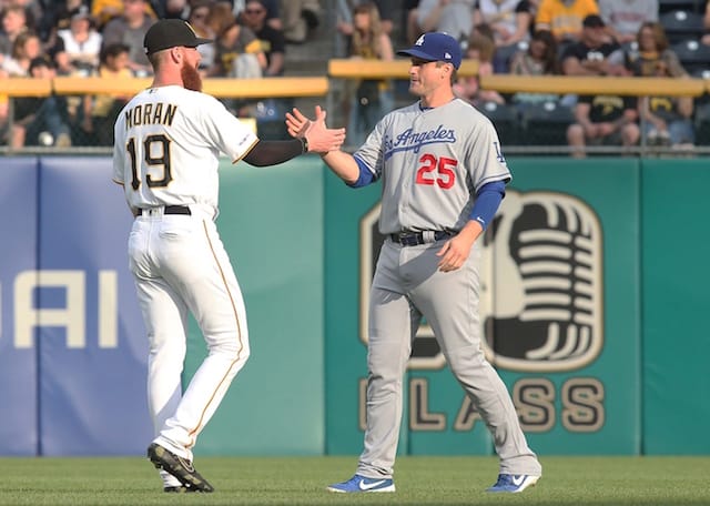 Los Angeles Dodgers infielder David Freese prior to a game against the Pittsburgh Pirates at PNC Park