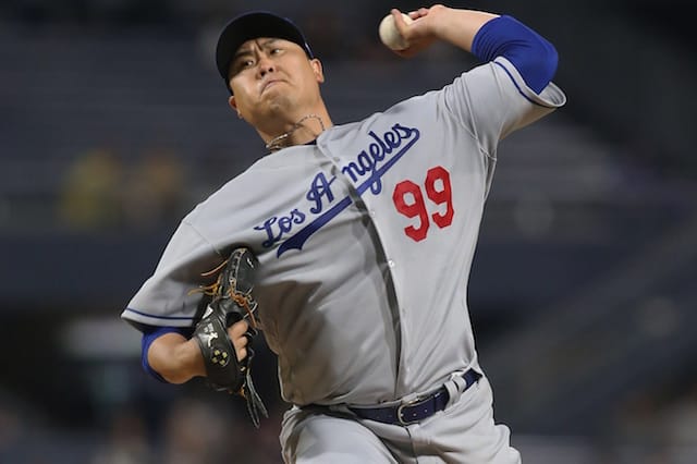 Los Angeles Dodgers pitcher Hyun-Jin Ryu against the Pittsburgh Pirates