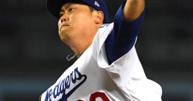 Los Angeles Dodgers starting pitcher Hyun-Jin Ryu against the New York Mets