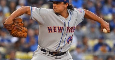 New York Mets starting pitcher Jason Vargas against the Los Angeles Dodgers