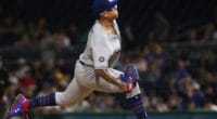 Los Angeles Dodgers pitcher Julio Urias throws a pitch against the Pittsburgh Pirates
