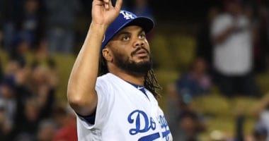 Los Angeles Dodgers closer Kenley Jansen reacts after converting a five-out save against the New York Mets