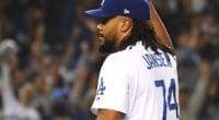 Los Angeles Dodgers closer Kenley Jansen celebrates a win against the New York Mets