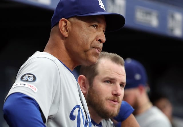 Los Angeles Dodgers manager Dave Roberts with Max Muncy