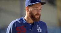 Los Angeles Dodgers catcher Russell Martin during batting practice at Dodger Stadium