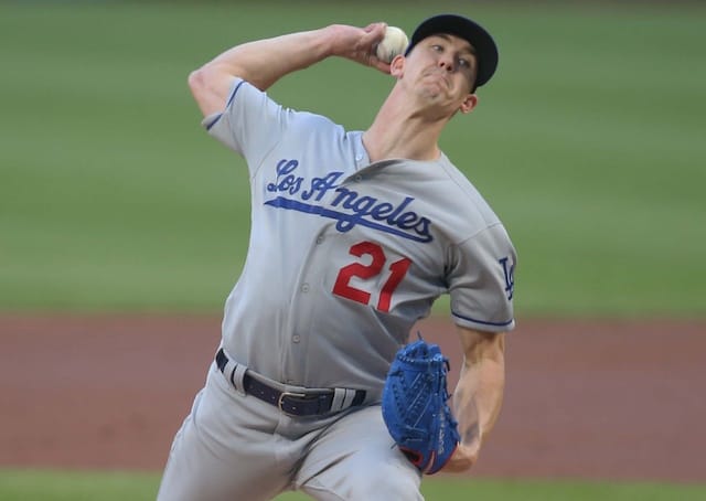 Los Angeles Dodgers starting pitcher Walker Buehler in a game against the Pittsburgh Pirates