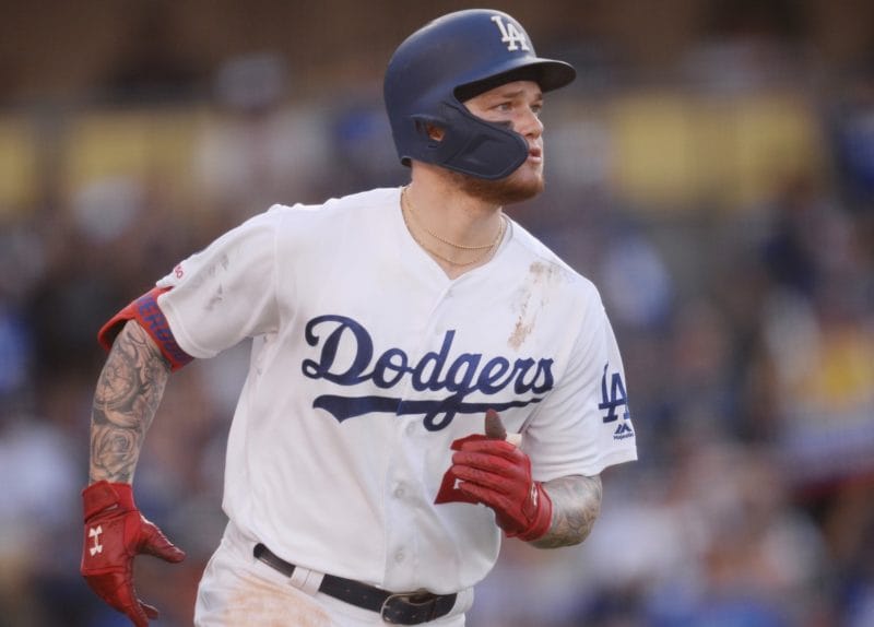 Los Angeles Dodgers outfielder Alex Verdugo runs the bases after hitting a home run