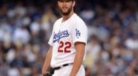 Los Angeles Dodgers starting pitcher Clayton Kershaw against the Philadelphia Phillies
