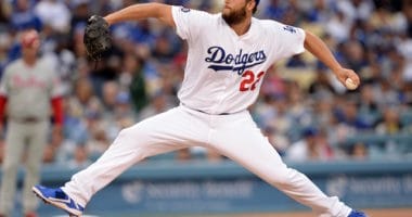 Los Angeles Dodgers starting pitcher Clayton Kershaw against the Philadelphia Phillies