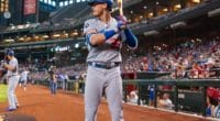 Los Angeles Dodgers teammates Cody Bellinger and Corey Seager on deck at Chase Field