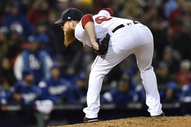 Boston Red Sox closer Craig Kimbrel against the Los Angeles Dodgers during the 2018 World Series