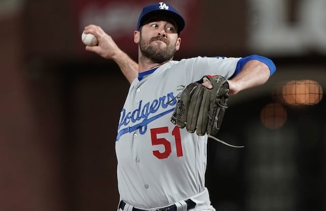 Los Angeles Dodgers relief pitcher Dylan Floro against the San Francisco Giants