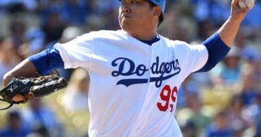 Los Angeles Dodgers starting pitcher Hyun-Jin Ryu against the Chicago Cubs