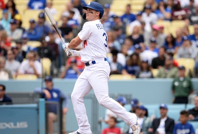 Los Angeles Dodgers outfielder Joc Pederson hits a home run against the Philadelphia Phillies