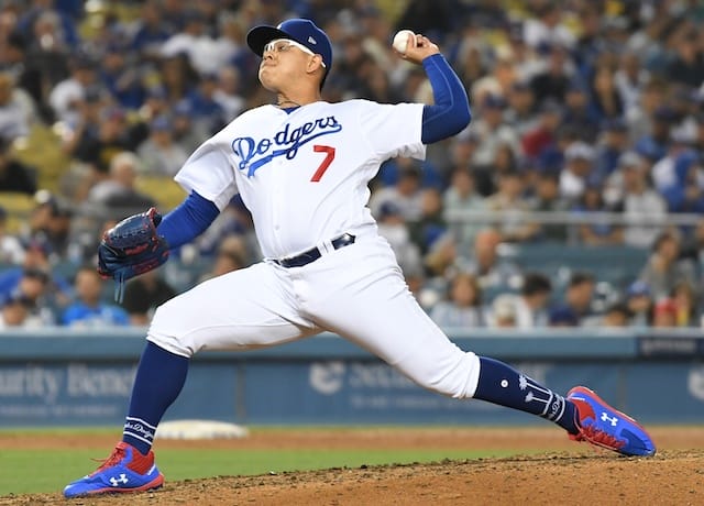 Los Angeles Dodgers pitcher Julio Urias against the Chicago Cubs