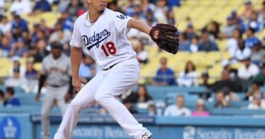 Los Angeles Dodgers starting pitcher Kenta Maeda against the San Francisco Giants