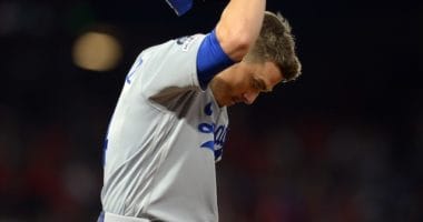 Los Angeles Dodgers second baseman Kiké Hernandez reacts after an out