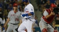 Matt Kemp scores the only run as the Los Angeles Dodgers are no-hit by the Los Angeles Angels at Dodger Stadium