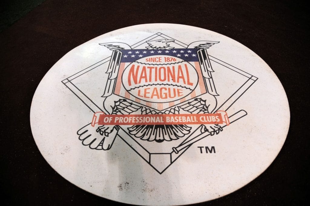National League logo, on-deck circle
