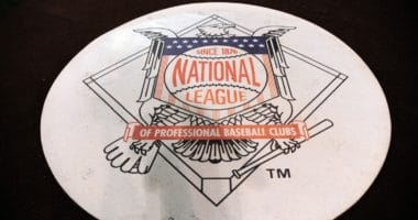 National League logo, on-deck circle