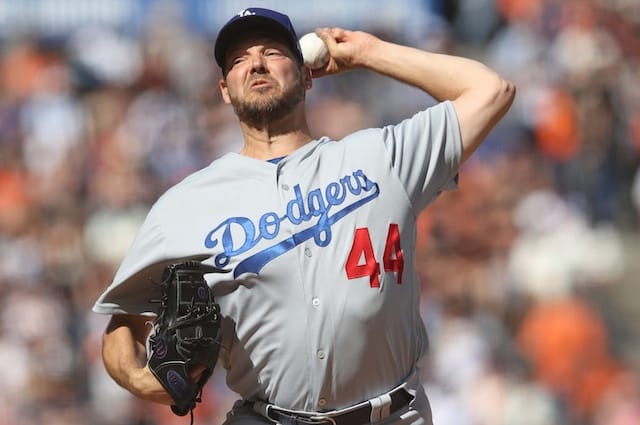 Los Angeles Dodgers starting pitcher Rich Hill against the San Francisco Giants