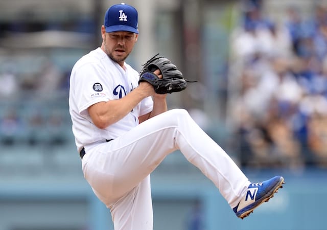 Los Angeles Dodgers starting pitcher Rich Hill against the Philadelphia Phillies