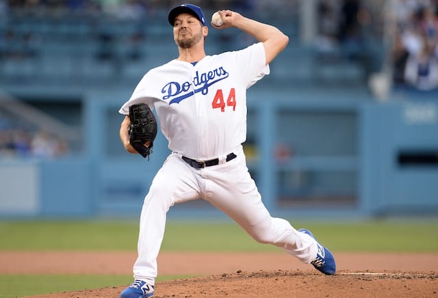 Los Angeles Dodgers starting pitcher Rich Hill against the Chicago Cubs