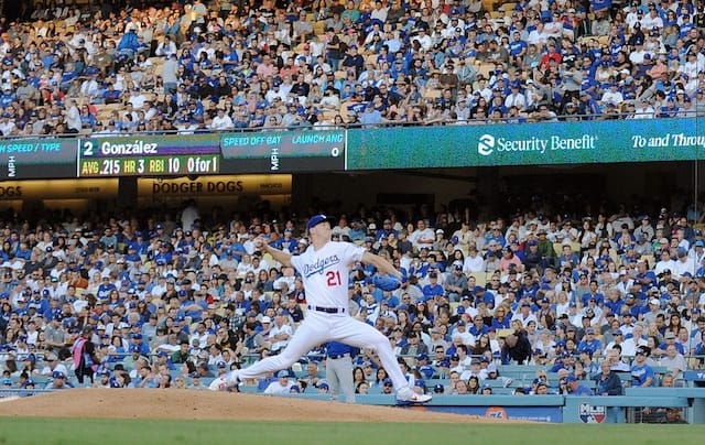Los Angeles Dodgers starting pitcher Walker Buehler against the Chicago Cubs