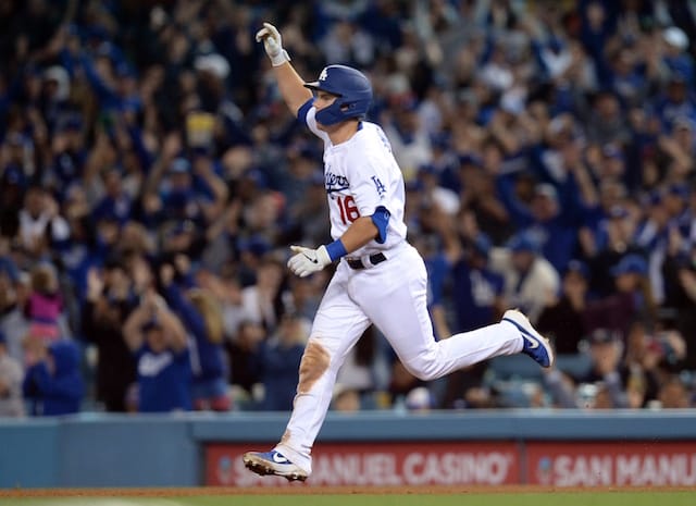 Los Angeles Dodgers catcher Will Smith rounds the bases on a walk-off home run