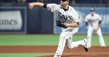 Tampa Bay Rays relief pitcher Casey Sadler, who is now with the Los Angeles Dodgers