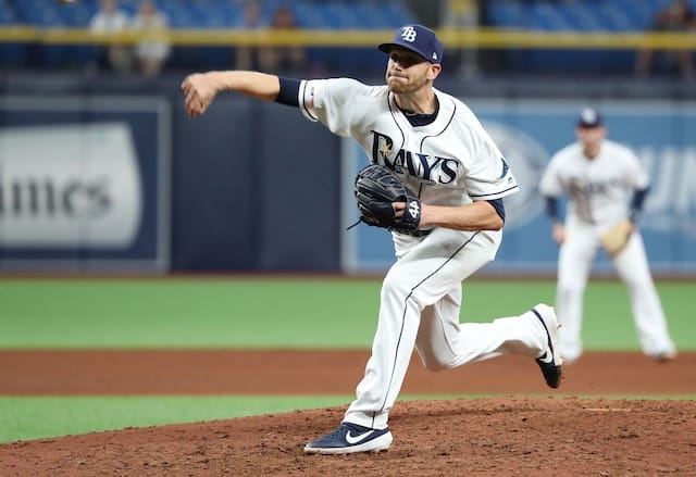 Tampa Bay Rays relief pitcher Casey Sadler, who is now with the Los Angeles Dodgers