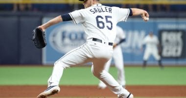Tampa Bay Rays relief pitcher Casey Sadler was traded to the Los Angeles Dodgers